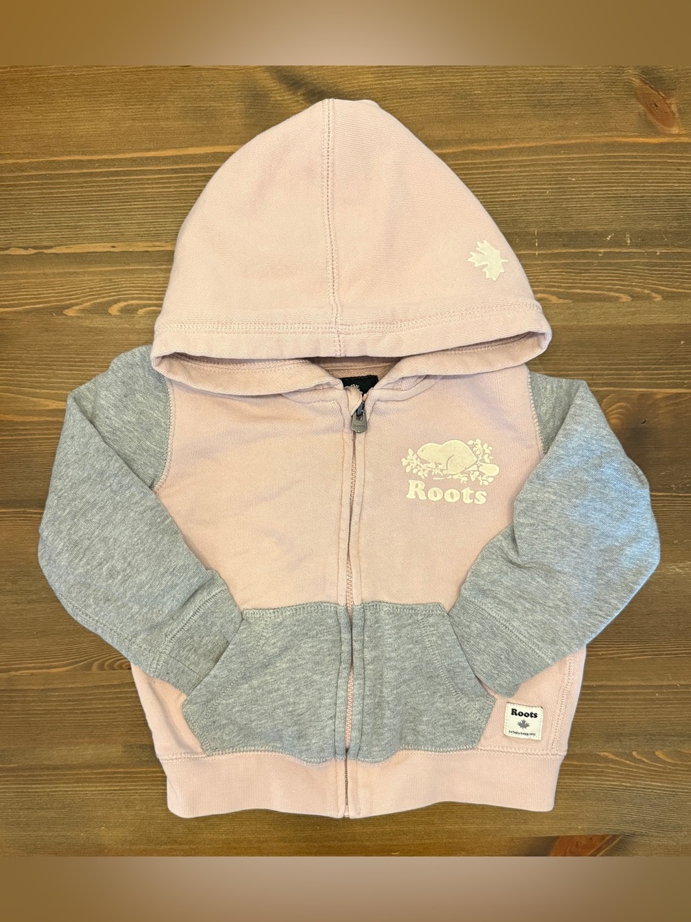 Roots Toddler Pink & Gray Zip Hoodie (18-24M)